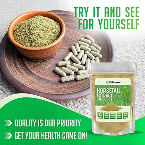 XPRS Nutra Horsetail Extract Powder for Hair, Nail, and Bone Growth - High Potency Horsetail Root Powder - High Silica Content for Maximum Growth - Vegan Friendly Horstail Extract (8oz)