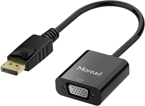 Moread DisplayPort (DP) to VGA Adapter, Gold-Plated Display Port to VGA Adapter (Male to Female) Compatible with Computer, Desktop, Laptop, PC, Monitor, Projector, HDTV - Black