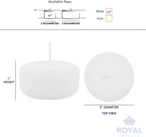 Royal Imports Floating disc Candles for Wedding, Birthday, Holiday & Home Decoration, 2 Inch, White Wax, Set of 36