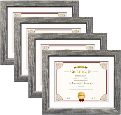 Edenseelake 4 Packs 8.5 x 11 Picture Frame, Rustic 8.5x11 Photo Frames for Wall Mounting and Tabletop Decoration, Grey