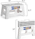 ACSTEP Folding Step Stool - 9" Height 15" Wide Foldable Stepping Stool Sturdy Holds Up to 300 lbs, Safer and Non Slip Foldable Step Stool for Kids - Enough to Support Adults (White)