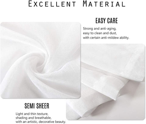 Dreaming Casa Solid Sheer Curtains Draperies White Rod Pocket 2 Panels 42" W x 63" L