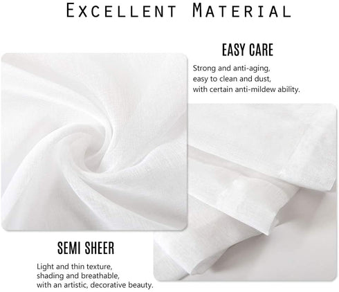 Dreaming Casa Solid Sheer Curtains Draperies White Rod Pocket 2 Panels 52" W x 96" L