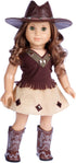 Dreamworld Collections - Cowgirl - 4 Piece Outfit - Cowgirl Hat, Skirt, Top and Cowgirl Boots - Clothes Fits 18 Inch Doll (Doll Not Included)