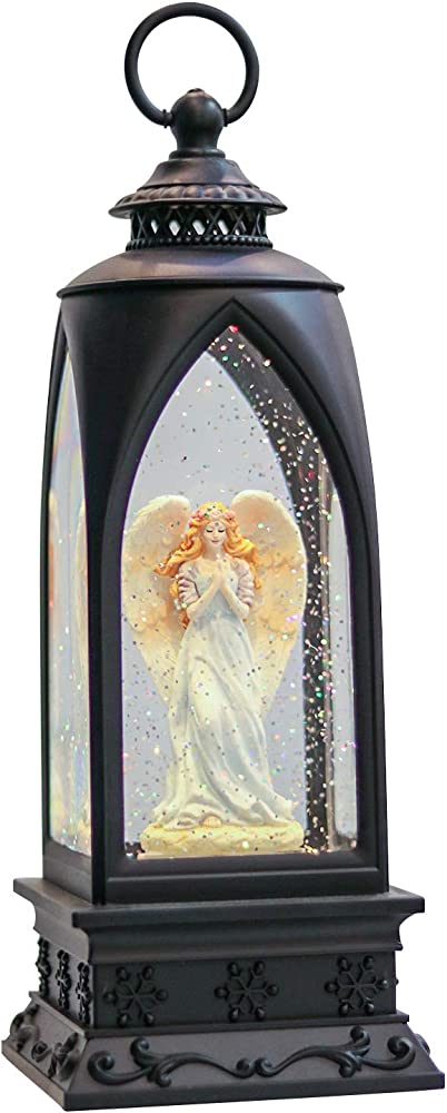 Eldnacele 12? Christmas Snow Globe Lantern Angel with Music & Timer, USB Lined/Battery Operated Lighted Water Glittering Nativity Lantern for Christmas Festival Centerpiece Decoration Gifts Angel