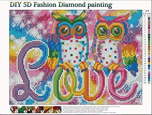 Cartoon Owl Love Diamond Painting - PigPigBoss 5D Full Diamond Painting by Numbers - Crystal Diamond Dots Kits Arts Crafts Cross Stitch Decor Gift (15.7 x 11.8 inches)