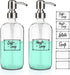 Glass Soap Dispenser 2 Pack 17oz Clear Liquid Soap Dispenser for Kitchen Bathroom Countertop Hand Dish Lotion (17oz/500ml)