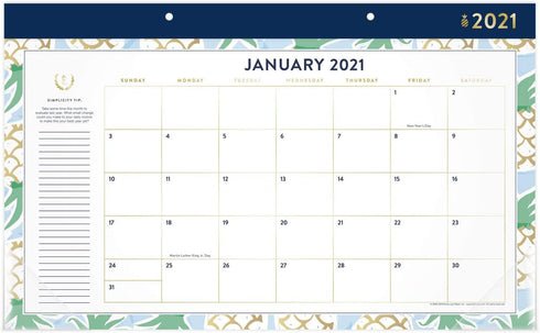 2021 Desk Calendar Simplified by Emily Ley for AT-A-GLANCE, Monthly Desk Pad, 17-3/4" x 11", Compact, Pineapples (EL53-705) (EL53-705-21)