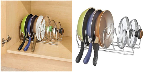 iDesign InterDesign Kitchen Cabinet Storage Skillets, Pans-13, Chrome Classico Cookware 13", Pan Organizer-Horizontal