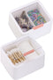 Tecbeauty 2pcs Qtips Holder - 2 Grids Separate Cotton Swabs Dispenser Bathroom Canisters with Hinged Lids for Cotton Balls, Cotton Pads, Cotton Rounds, White