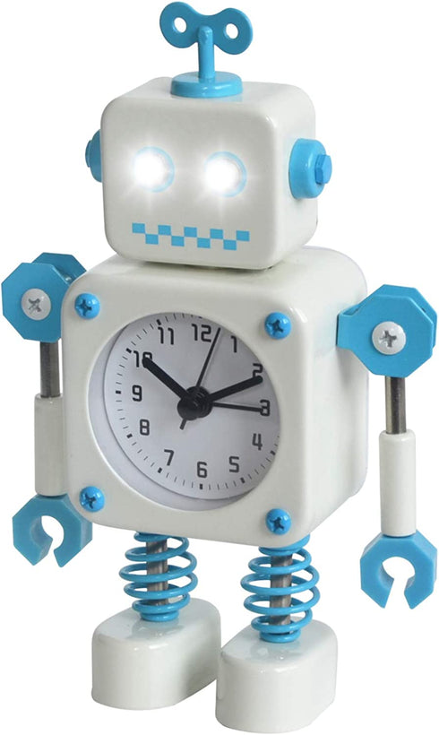 Diskary Robot Wake-up Alarm Clock Without Ticking Sound (White)