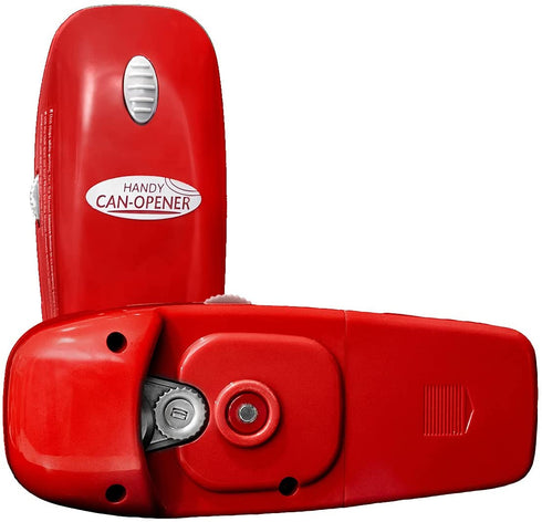 Hystrada Electric Can Opener - No Sharp Edge Handheld Can Opener - Battery Operated Can Opener - Easy One-Touch Operation Can Opener - Automatic Can Opener Works on All Types of Cans (Red)