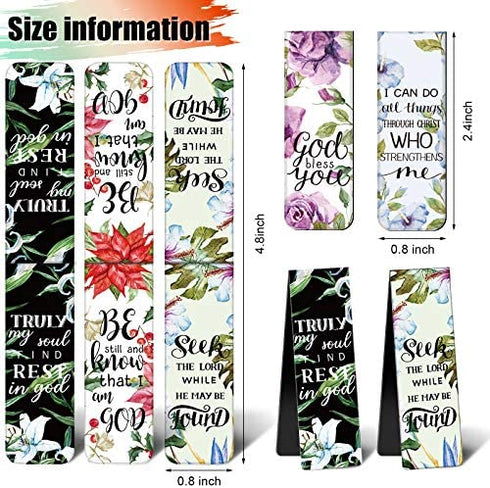 36 Pieces Magnetic Bible Verse Bookmarks Inspirational Scripture Book Markers Encouraging Flower Page Clips Presents for Women Kids Students Teachers School Home Office Supplies