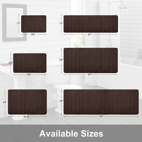 Memory Foam Soft Bath Mats - Non Slip Absorbent Bathroom Rugs Rubber Back Runner Mat for Kitchen Bathroom Floors 20" x 32", Coffee