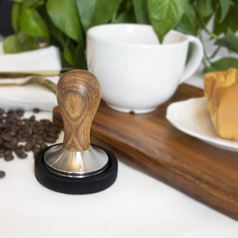 Ezebesta Coffee Tamper Espresso Press with Tamper Mat Tamper with 304 Stainless Steel Base Wooden Handle Barista Espresso Machines Accessory (58mm)