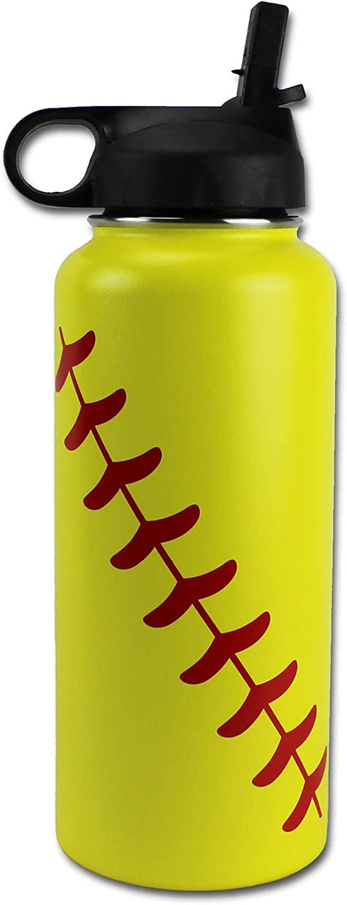 Urbanifi Water Bottle Baseball Softball Tumbler 32 oz Gift for Mom Men Flask Sports Travel Waterbottle, Stainless Steel, Vacuum Insulated, Water Cold for 24, Hot for 12 Hours