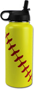 Urbanifi Water Bottle Baseball Softball Tumbler 32 oz Gift for Mom Men Flask Sports Travel Waterbottle, Stainless Steel, Vacuum Insulated, Water Cold for 24, Hot for 12 Hours