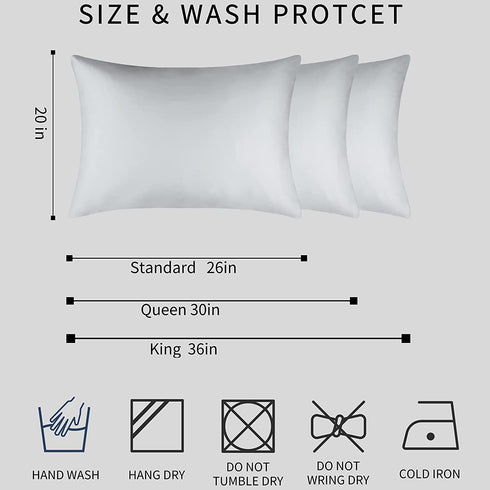 BEIJOEY 100% Mulberry Silk Pillowcase 2 Pack for Hair and Skin,19 Momme 600 Thread Count Natural Silk Pillow Cover Set of 2,with Hidden Zipper,Soft Breathable Smooth (White, Standard 20''x26'')
