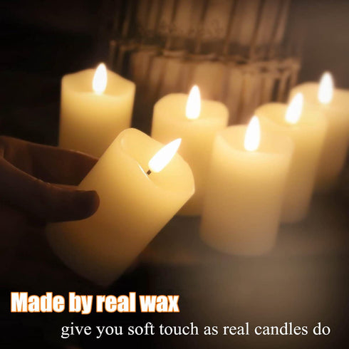 Eywamage Timer Flameless Votive Candles 2" x 3", Flickering Small LED Pillar Candles Batteries Included, Ivory Christmas Home Decor Set of 6