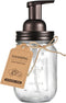 SheeChung Mason Jar Foaming Soap Dispenser-Rustproof Stainless Steel Lid & Foaming Soap Pump,Best Hand Foam Soap Dispenser Glass for Bathroom Vanities or Kitchen Sink,Countertops-Bronze (1 pk)
