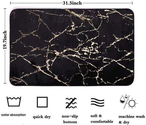 Bathroom mat Luxurious Ultra Soft Non-Slip Absorbent Quick Dry ?Machine Washable Shower Rug, Perfect mat for Bathroom,Kitchen, and Bedroom Decor (19.7 x 31.5 Inch, Black)