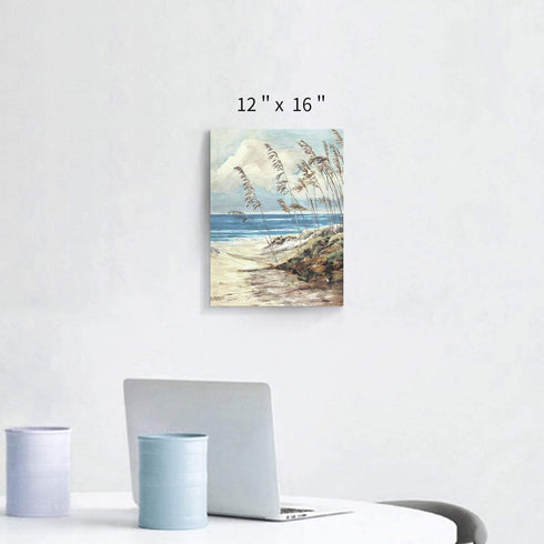 ARTISTIC PATH Abstract Wall Art Coastal Pictures: Blue Ocean Sand Seascape Painting Print on Canvas for Bedrooms (12" W x 16" H, Multi-Sized)