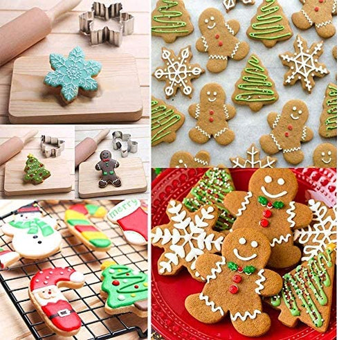 8 Pcs Large Christmas Cookie Cutters Set, Stainless Steel Biscuit Shape Molds for Christmas Tree,Snowflake, Stocking, Candy Cane