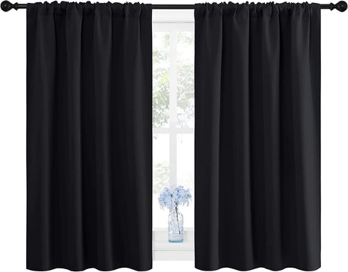 NICETOWN Black Out Curtain Panels for Kitchen - Energy Smart Decoration Thermal Insulating Blackout Drapes/Draperies for Small Window (2 Panels, 42 inches Wide by 45 inches Long)