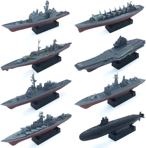 8 Sets 3D-Puzzle Model Battleship Aircraft Carrier Toy Submarine, Plastic Model Warships Ship Kits, Navy Ship Battleship Models for Collection by Kvvdi