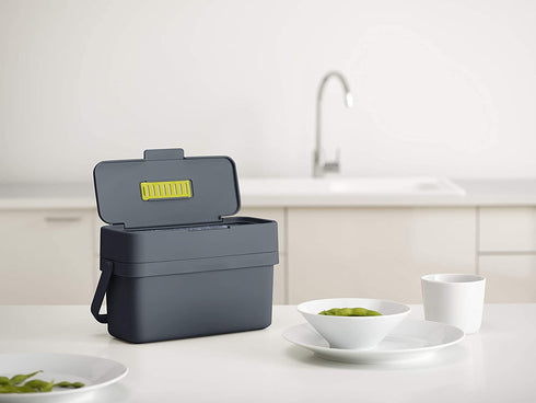 Joseph Joseph 30107 Mountable Compo 4 Food Waste Easy-Fill with Adjustable Air Vent Caddy, 4-Liters (1 US Gallon), Graphite