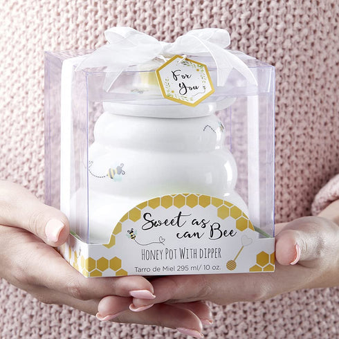 Kate Aspen Sweet as Can Bee Honey Jar, Large, White