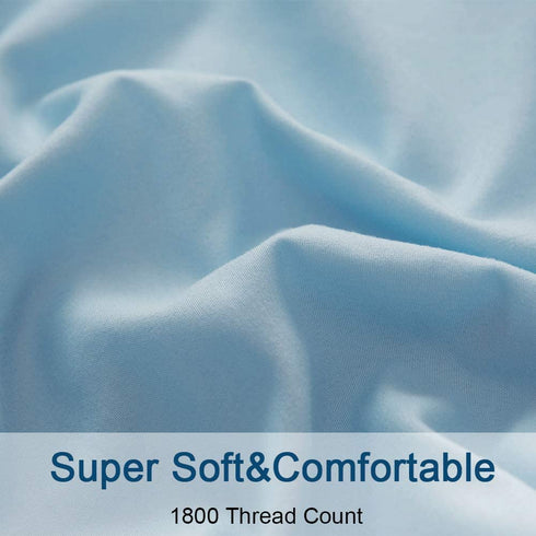SONORO KATE Bed Sheet Set Super Soft Microfiber 1800 Thread Count Luxury Egyptian Sheets 16-Inch Deep Pocket?Wrinkle -3 Piece (Spa Blue, Twin XL)