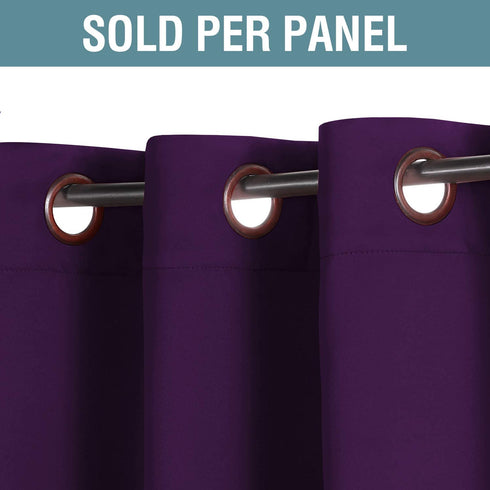 Thermal Insulated Blackout Window Curtains for Bedroom / Living Room Ultra Soft and Smooth Innovated Microfiber Grommet Curtains 84 Inch Length - Solid in Plum Purple ( One Panel )