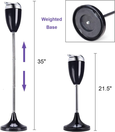 RELIANCER Floor Standing Ash Tray with Lid Adjustable Height from 21.5" to 35" Stainless Steel Contemporary Self-Cleaning Telescopic Smoking Ashtray Cigarette Ashtrays Tall Patio Windproof Ash Holder