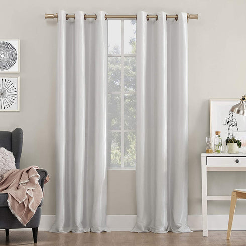 Sun Zero - 55749 Bardot Dupioni Faux Silk 100% Blackout Grommet Curtain Panel, 40" x 84", Pearl