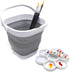 SAMMART 2.6L (0.68 Gallon) Super Mini Sqare Collapsible Plastic Bucket - Foldable Square Tub - Portable Fishing Water Pail - Space Saving Outdoor Waterpot (1, Grey)