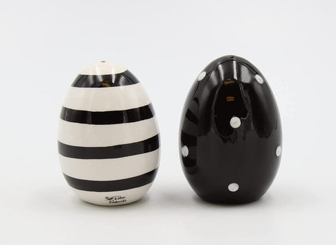 Appletree 2-3/4-Inch Black and White Egg Shape Salt and Pepper