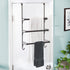 Auledio Adjustable Over The Door Triple Bathroom Towel Holder Rack with Hooks,Bronze