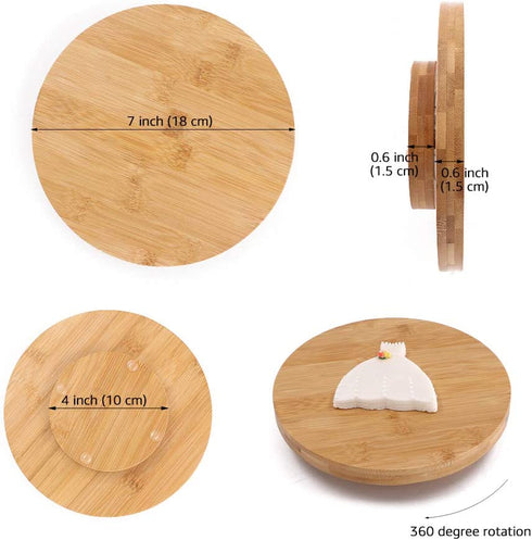 kowanii Sugar Cake Cookie Decorating Supplies Tools Kit Set, 7 inch Bamboo Cookie Turntable, Small Kitchen Lazy Susan Turntable for Table Organizer Wood Baking Tools Bakeware