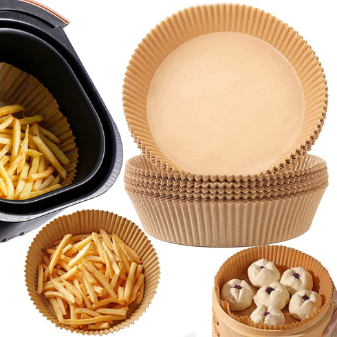 Air Fryer Disposable Paper Liner,Disposable Fryer Paper Pads, Non-Stick Air Fryer Lined Oil Resistant, Waterproof, Food Grade Baking Paper Baking Microwave Baking Paper 6.3" (50 Colors)