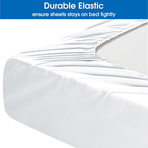 HOMEIDEAS 4 Piece Bed Sheets Set (Queen, White), 1800 Bedding Soft Brushed Microfiber Luxury Sheets, Deep Pockets, Easy Care, Wrinkle & Fade Free