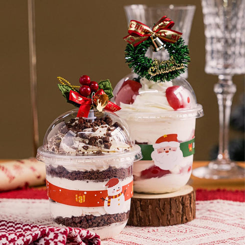 12oz Disposable Plastic Cups with Dome Lids (No Hole),50 pack Dessert Cups for Plastic Fruit, Ice Cream Cake and Mini Snack Bowls¦