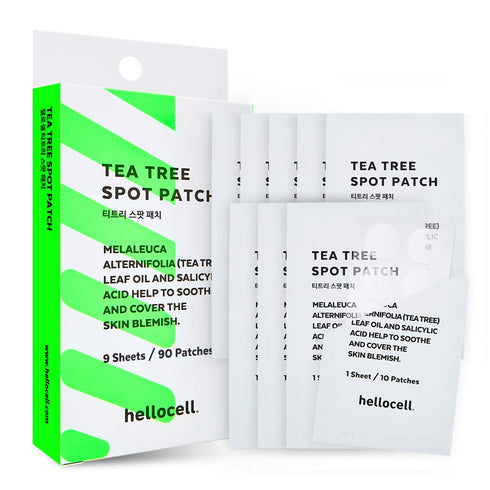hellocell Tea Tree Spot Patch 90 dots - small, invisible, bandaids, Salicylic Acid, Acne, blemishes, Spot, Cover, Acne, Pimple, Blemish, Face, Stickers, 0.55 Inch, Patches