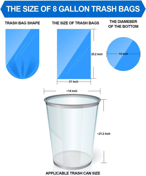 8 Gallon/150pcs Medium Trash Bags, FORID Colorful Clear Garbage Bags, Extra Strong Rubbish Bags for Home, Office, Car/30 Liter/5 Rolls
