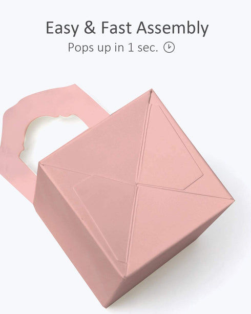 Yotruth 2.5 x 2.5 x 2.5Pink Mini Cupcake Boxes single individual Easy Assembly with Window and Insert 50 Pack