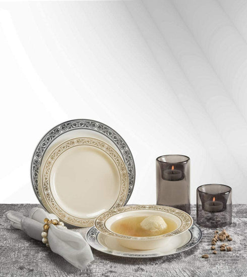 Wedding Venue Shop Plastic Dinner Plates - 10€³ | White/Silver | Pack of 10