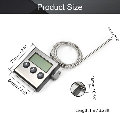 Othmro Meat Thermometer Digital Food Thermometer with 1 Probe for Cooking BBQ -50 - 250±1 „ƒ Grey 1pcs