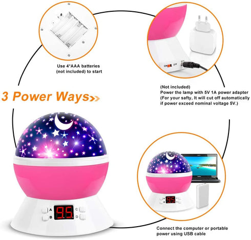 MOKOQI Star Projector Night Lights for Kids with Timer, Gifts for 1-14 Year Old Girl and Boy, Room Lights for Kids Glow in The Dark Stars and Moon can Make Child Sleep Peacefully and Best Gift-Pink