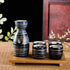 Sake Set Blue Japanese 5 Pieces Traditional Japanese Sake Cup Set Hand Painted Design Porcelain Pottery Ceramic Cups Crafts Wine Glasses Gifts (Blue Wise, 200 ML)