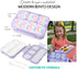 Unicorn Bento Lunch Box for Girls, Kids | Snack Containers with 4 Compartment Dividers, Boxes for Toddlers Pre-School Daycare Tween Lunches BPA Free, Food and Microwave Safe | Purple Rainbow Unicornio